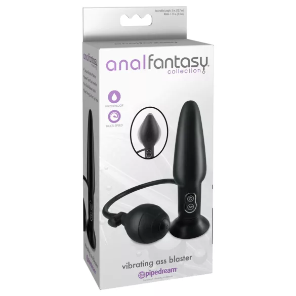 Anal Fantasy - dop anal gonflabil cu vibrații - negru