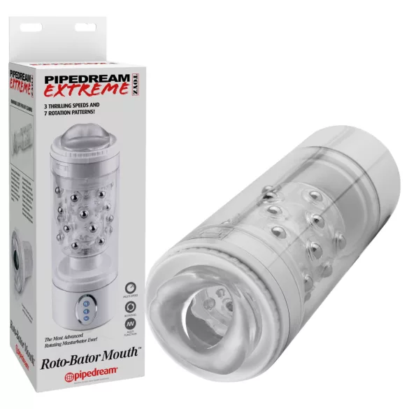 PDX Roto-Bator - masturbator oral cu vibrații - alb