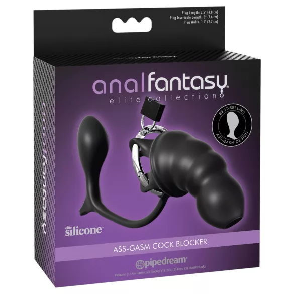 Pipedream Anal Fantasy Elite - dopă anală și cușcă pentru penis (negru)