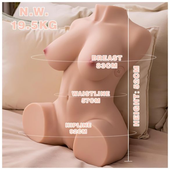 XISE Dania - masturbator tip torzo cu funcție de împingere - nuanță naturală