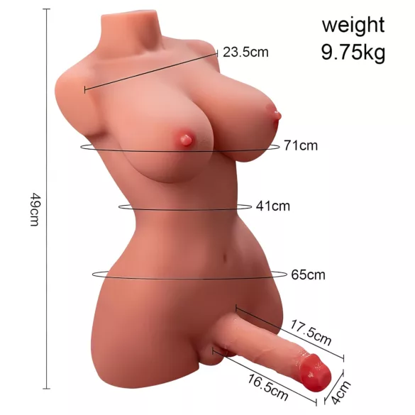 XISE Hermosa Lady Boy - torzo realist cu vibrații și funcție de penetrare