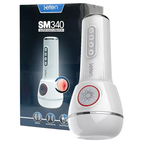 LETEN SM340 - masturbator reîncărcabil, vibrant, ce aspiră și geme