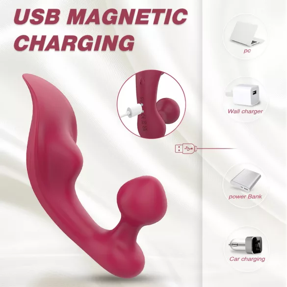 Sex HD Chomper - vibrator clitoridian și anal - roșu