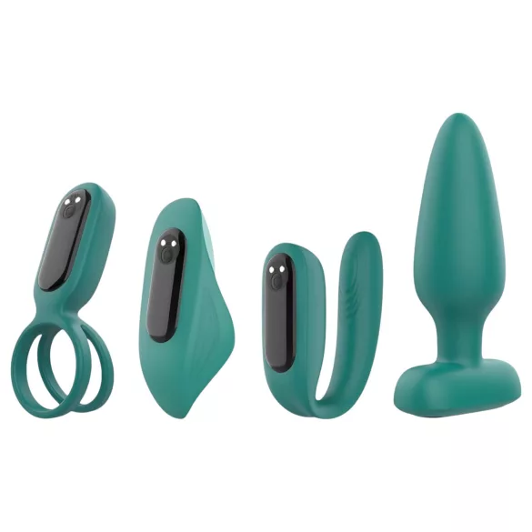 Sex HD - set de vibratoare cu acumulator, cu telecomandă, format din 4 piese (verde)