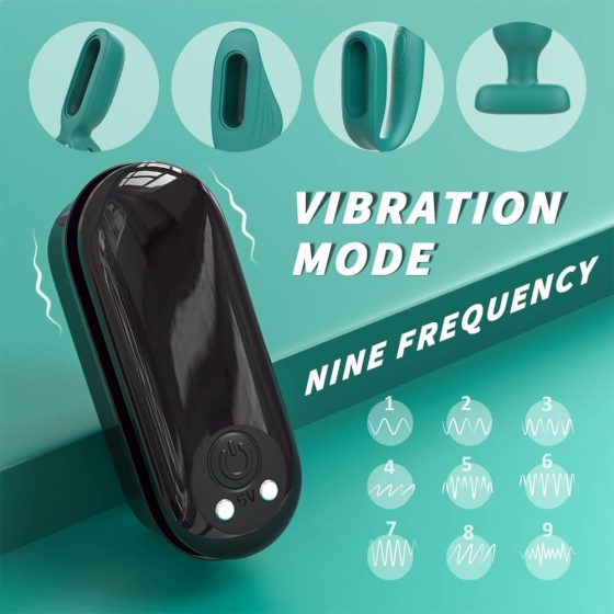 Sex HD - set vibrator cu 4 piese, acumulator, radio (turcoaz)