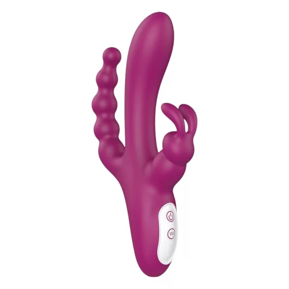 Sex HD Joker - vibrator triplu rezistent la apă, reîncărcabil - mov