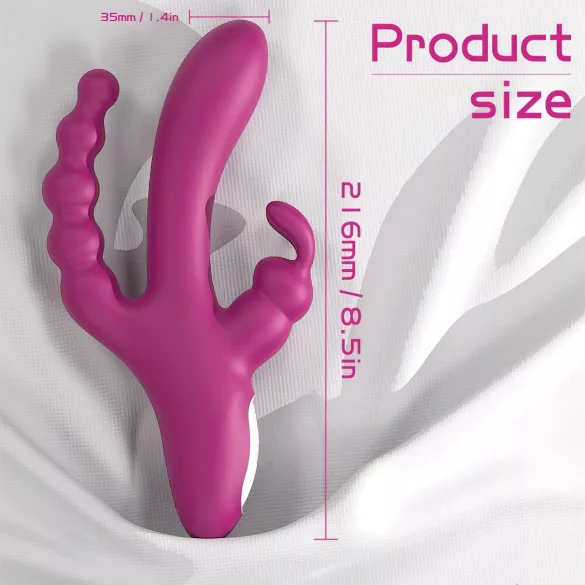 Sex HD Joker - vibrator triplu rezistent la apă, reîncărcabil - mov
