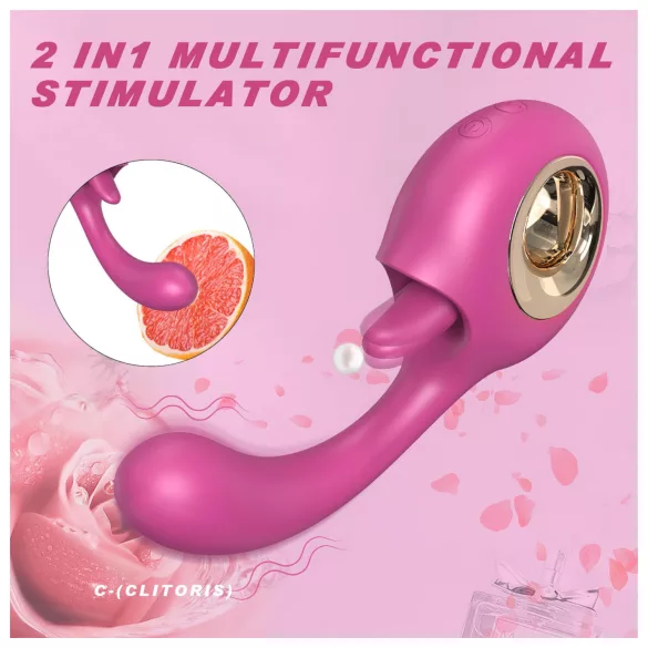 Sex HD - vibrator pentru lins și punctul G (roșu)