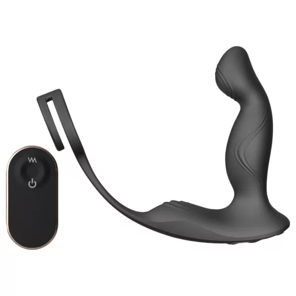 Sex HD Virgil - vibrator prostată cu inel penian și testicular - silicon negru