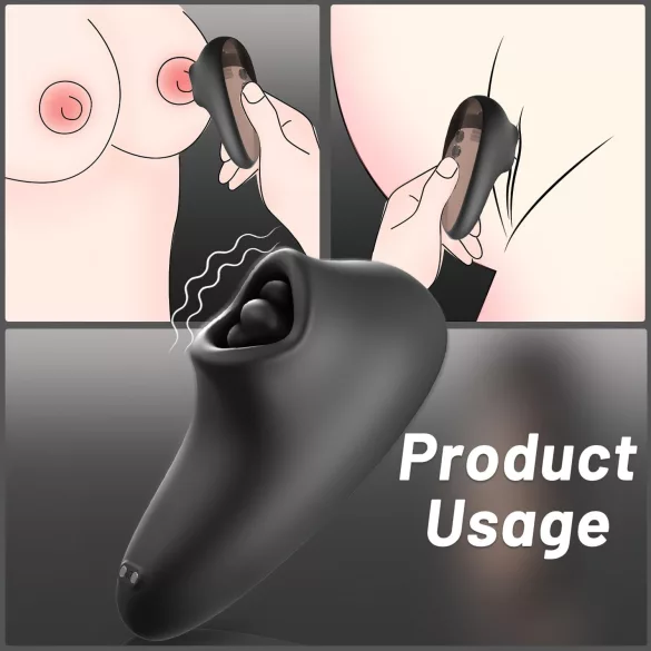 Sex HD Mirror - vibrator cu funcție de lins și încălzire - negru