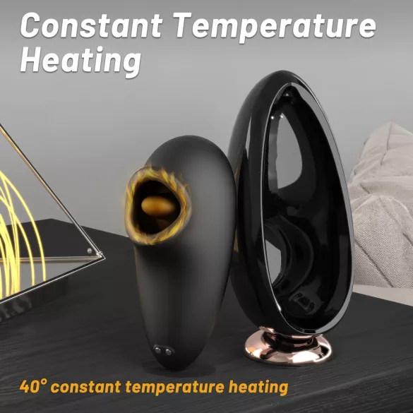 Sex HD Mirror - vibrator cu funcție de lins și încălzire - negru