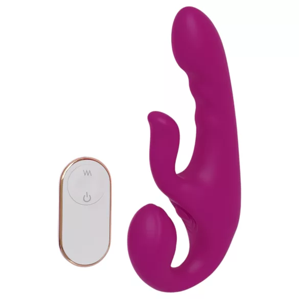 SEX HD Co-op Bliss - vibrator strap-on cu braț pentru clitoris - silicon mov