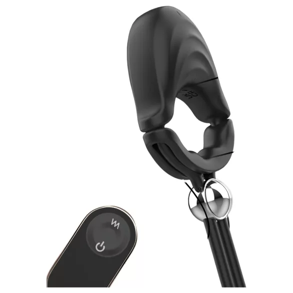 Sex HD - inel penian cu vibrație reglabilă și telecomandă (negru)