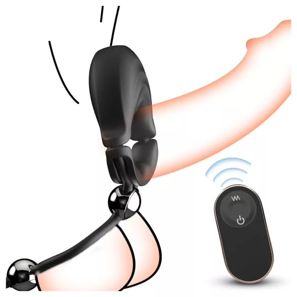 Sex HD - inel penian cu vibrație reglabilă și telecomandă (negru)