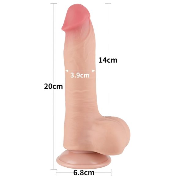 Lovetoy - dildo realist cu testicule - dublu strat - 20 cm - culoare naturală