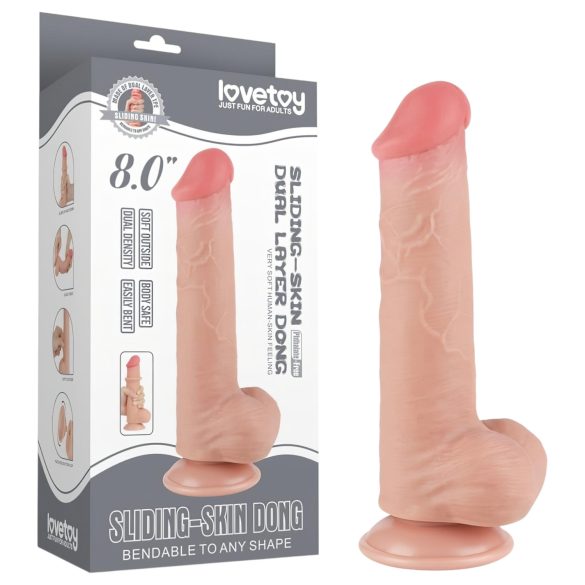Lovetoy - dildo cu testicule - dublu strat - 20,8cm - culoare naturală