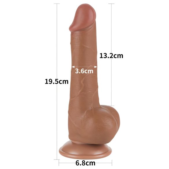 Lovetoy - dildo cu testicule - dublu strat - 19,5 cm natur