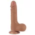 Lovetoy - dildo cu testicule - dublu strat - 19,5 cm - maro natural