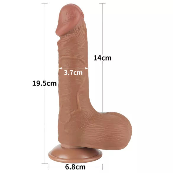 Lovetoy - dildo cu testicule - dublu strat - 19,5 cm - maro natural