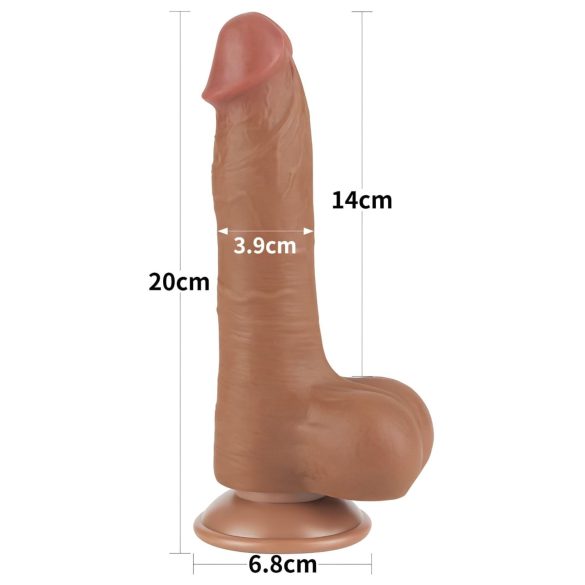 Lovetoy - dildo cu testicule - dublu strat - 20,8 cm - maro natural