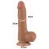Lovetoy - dildo cu testicule - dublu strat - 20,8 cm - maro natural