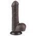 Lovetoy - dildo cu testicule - dublu strat - 18,3cm - maro