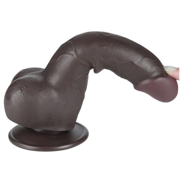 Lovetoy - dildo cu testicule cu două straturi - 19,5 cm - maro