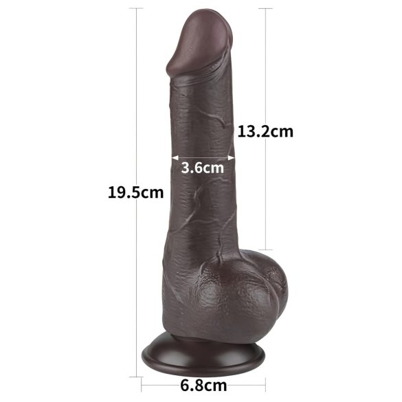 Lovetoy - dildo cu testicule cu două straturi - 19,5 cm - maro