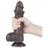 Lovetoy - dildo realist cu testicule - două straturi - 20cm - maro