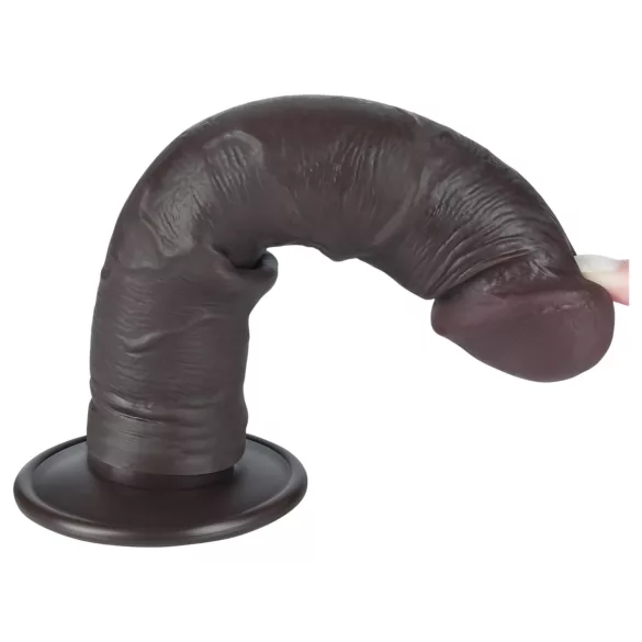 Lovetoy - dildo cu ventuză - dublu strat, piele realistă, 20cm, maro