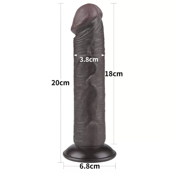 Lovetoy - dildo cu ventuză - dublu strat, piele realistă, 20cm, maro