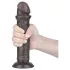 Lovetoy - dildo cu ventuză - dublu strat, piele realistă, 20cm, maro