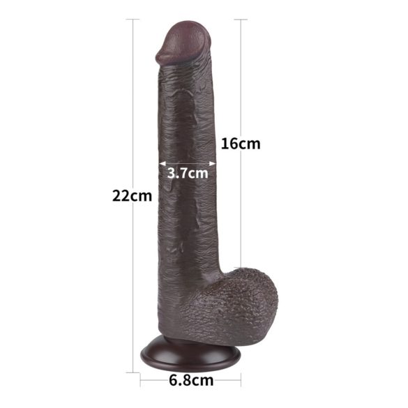 Lovetoy - dildo dublu strat cu ventuză - 20,8cm - maro
