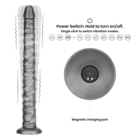 Lovetoy King Sized - vibrator mare - 40,5 cm - gri