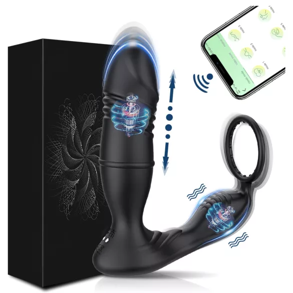 AlvUp - vibrator smart prostată cu inel pentru penis - silicon negru
