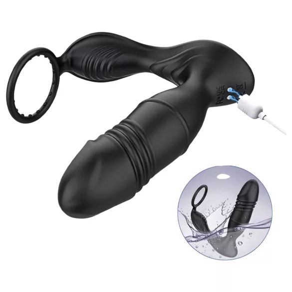 AlvUp - vibrator smart prostată cu inel pentru penis - silicon negru