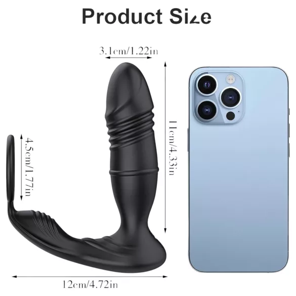AlvUp - vibrator smart prostată cu inel pentru penis - silicon negru