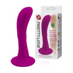 Pretty Love Anal Plug - dildo anal cu ventuză, curbat (roz)