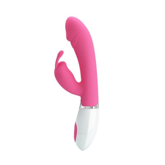 Pretty Love Gene - Vibrator impermeabil, cu o aripă pentru clitoris și G-punct (roz-alb)
