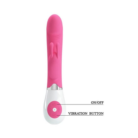 Pretty Love Gene - Vibrator impermeabil, cu o aripă pentru clitoris și G-punct (roz-alb)