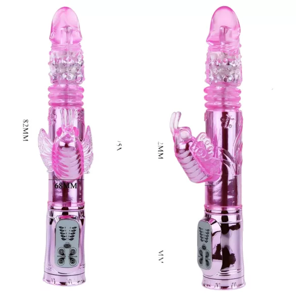 Baile - vibrator cu fluture și braț pentru clitoris - roz