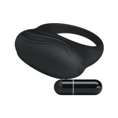   Pretty Love Bertram - inel pentru penis rezistent la apă, cu vibrații (negru)