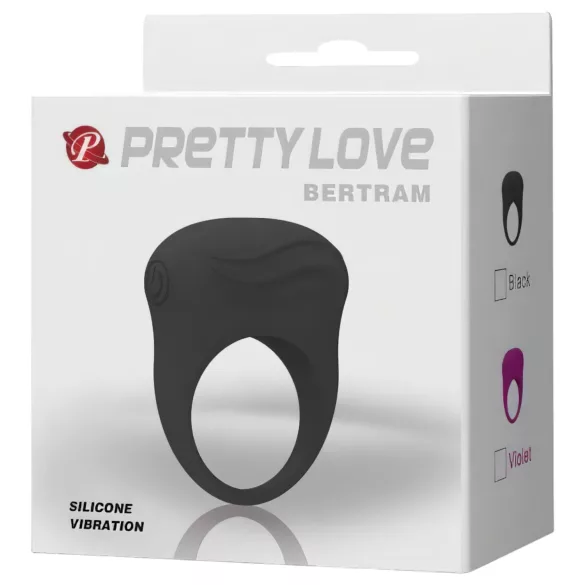 Pretty Love Bertram - inel pentru penis vibrator rezistent la apă - negru