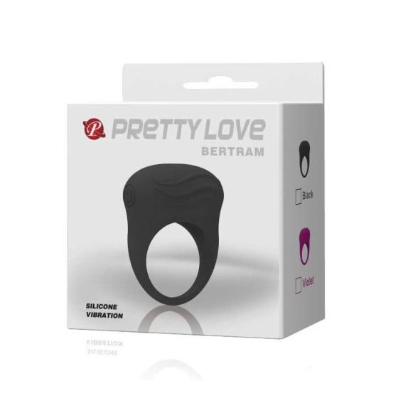 Pretty Love Bertram - inel pentru penis rezistent la apă, cu vibrații (negru)