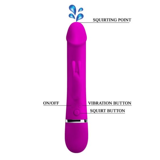 Pretty Love Henry - vibrator cu acumulator, mâner pentru clitoris și funcție de ejaculare (roz)