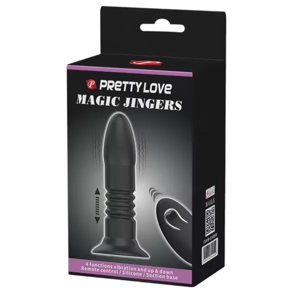 Pretty Love Magic Jinger - vibrator anal cu funcție de împingere - negru