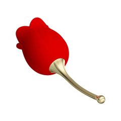   Pretty Love Rose Lover - vibrator clitoridian cu baterie, cu limbă 2in1 (roșu)