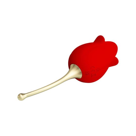 Pretty Love Rose Lover - vibrator clitoridian cu baterie, cu limbă 2in1 (roșu)