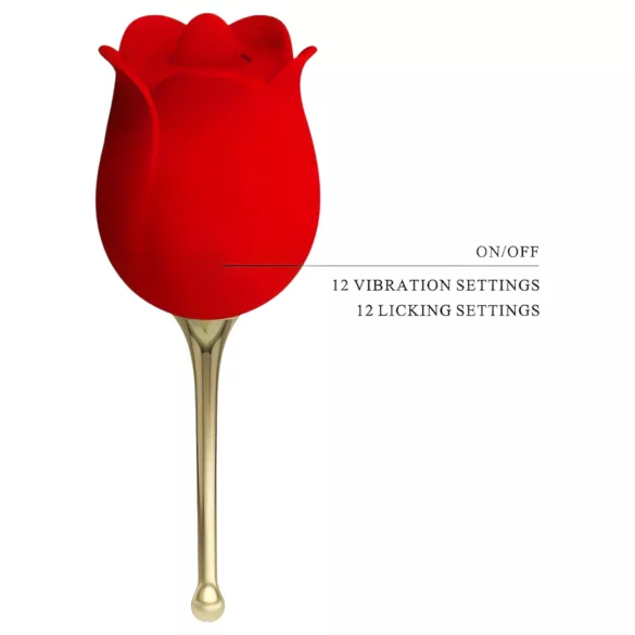 Pretty Love Rose Lover - vibrator clitoridian cu limbă 2în1 - roșu