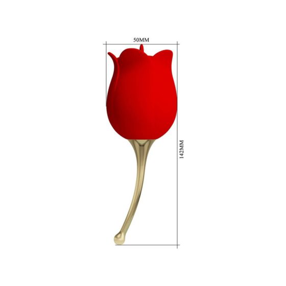 Pretty Love Rose Lover - vibrator clitoridian cu baterie, cu limbă 2in1 (roșu)